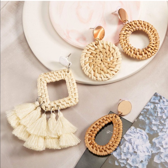 Jewelry - 4 Pairs Rattan Earrings Lightweight